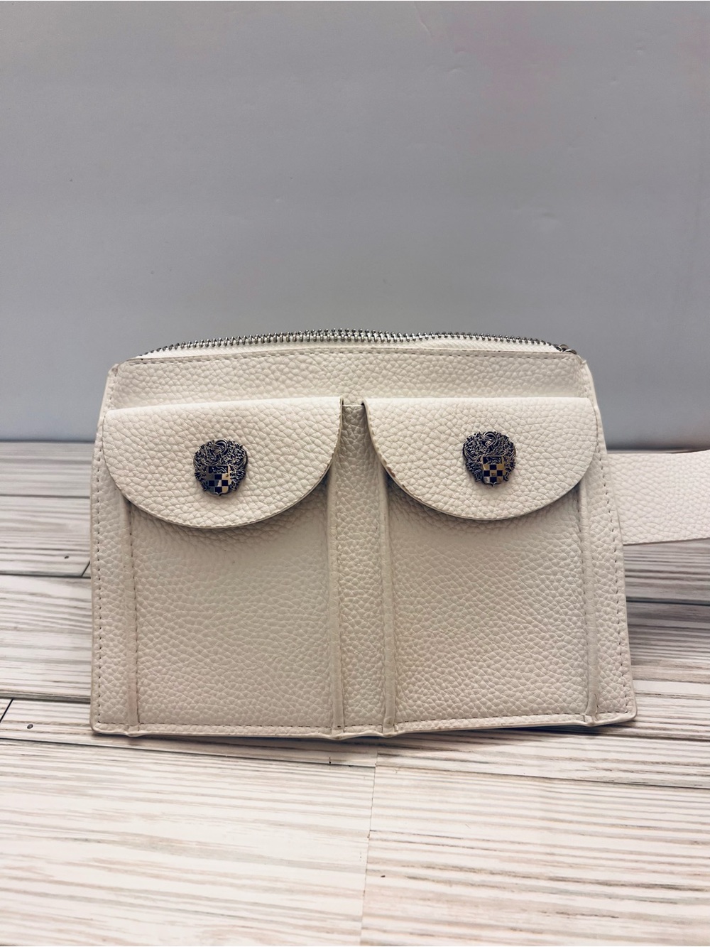 Vince Camuto White Leather Crossbody Belt Bag double pouch - Picture 3 of 7